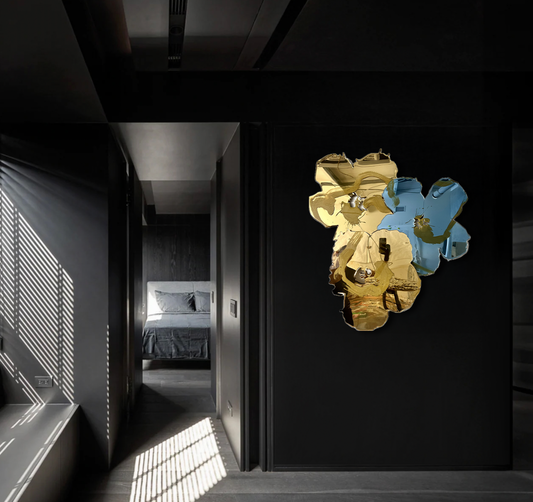 Flower Cluster of three in Blue Silk & Soft Golds