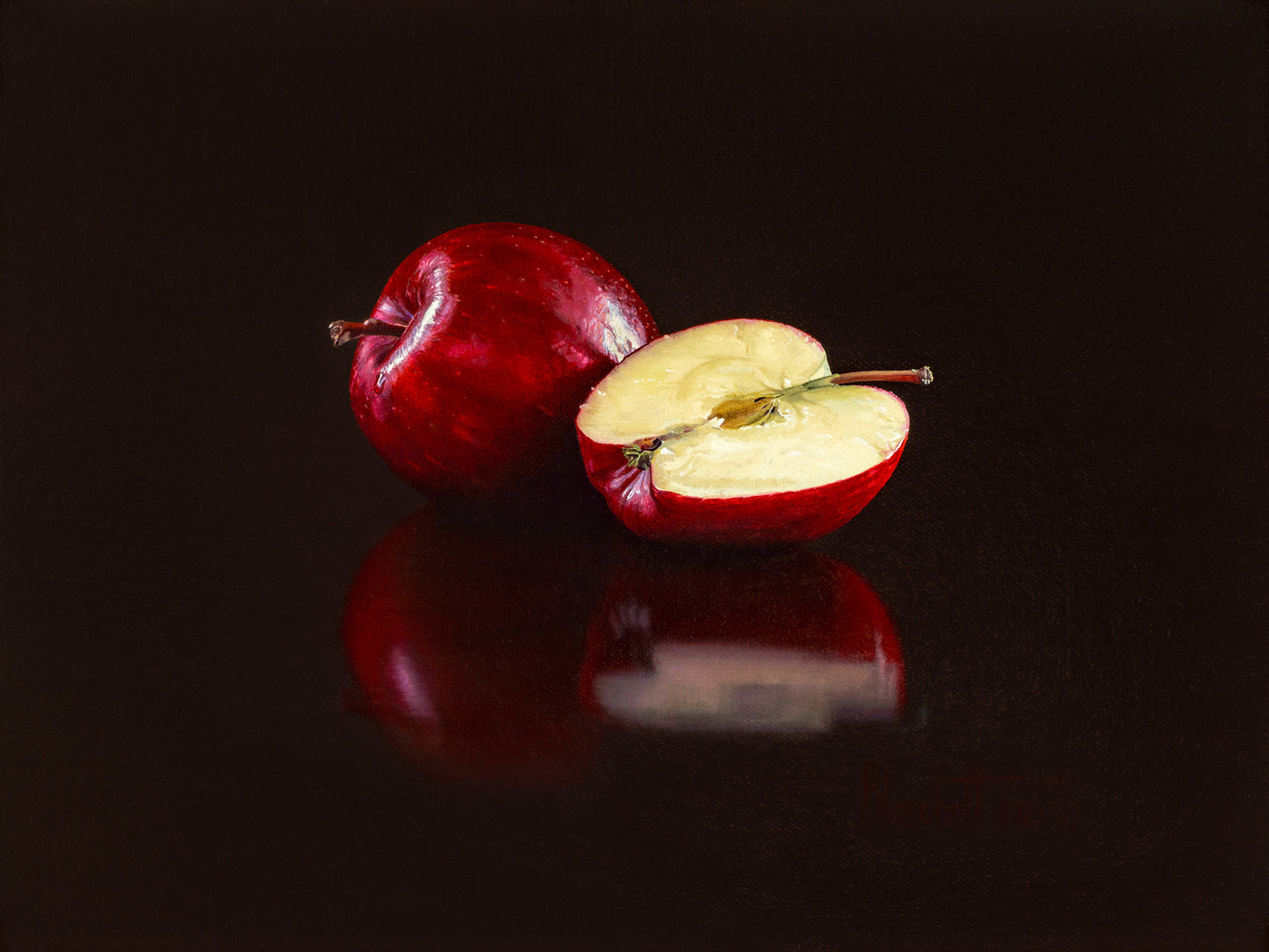 Red Apple with Half