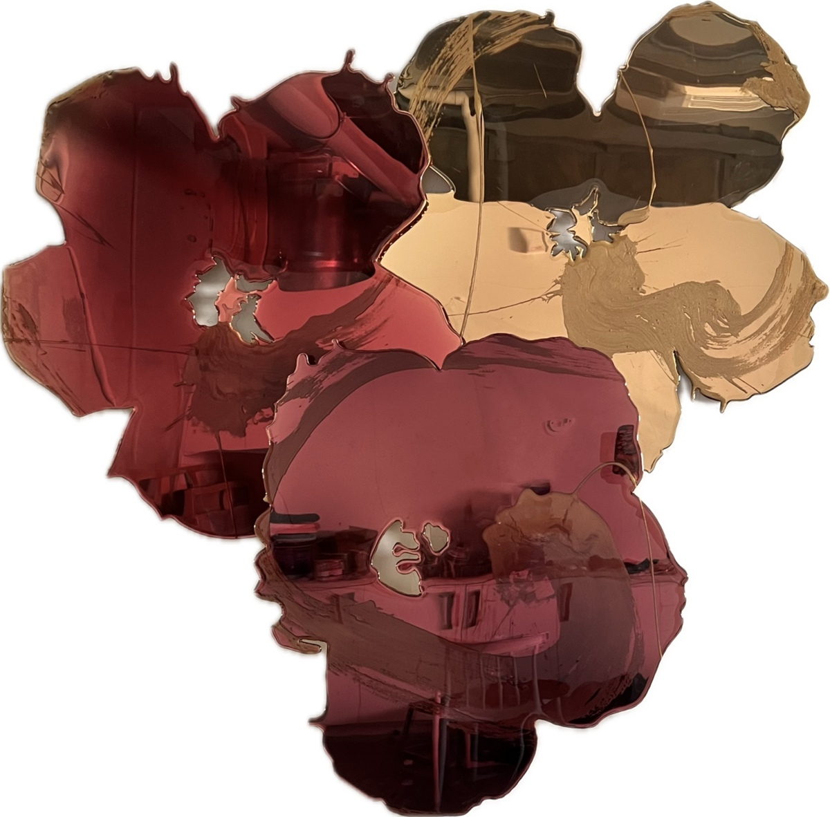 Majestic Giant Cluster of Three - Gold Kiss, Rosewood Blush, Velvet Cherry